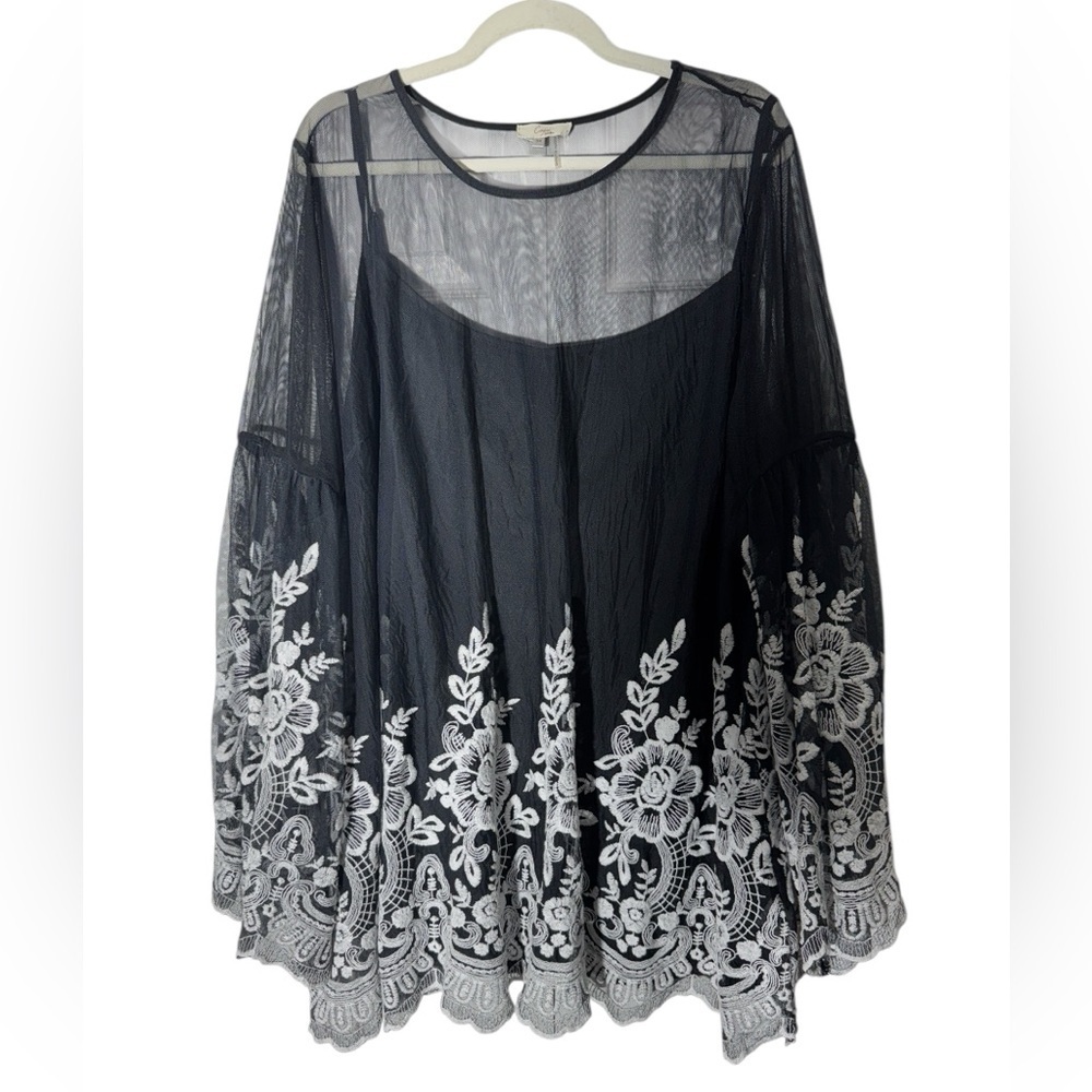 Capri Women Sheer Mesh Top – Elegant Evening, Holiday Party Blouse Size 3X